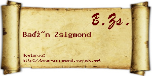 Baán Zsigmond névjegykártya